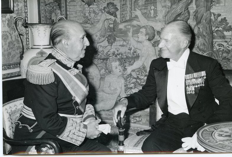  Anthony J. Drexel Biddle, Jr. in the Palacio Reale, Madrid Spain, after the ceremony of presenting his credentials to Generalissimo Franco, January 1961.